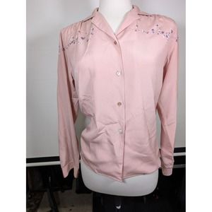 Serge Nancel Pink Blouse With Floral Print Size 8